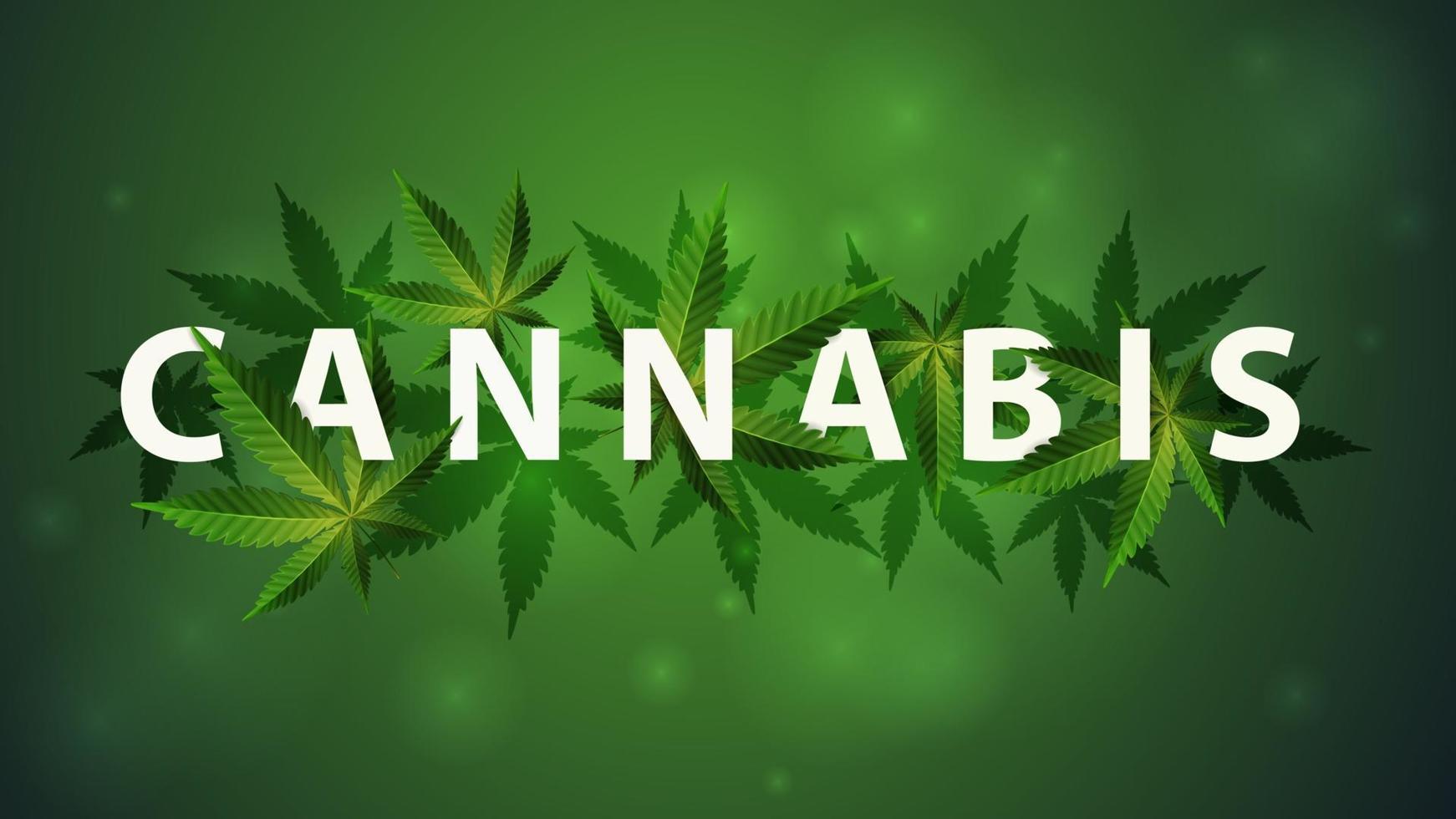 Cannabis-Zeichen, Symbol. 3D-Titel verziert mit Cannabisblättern vektor