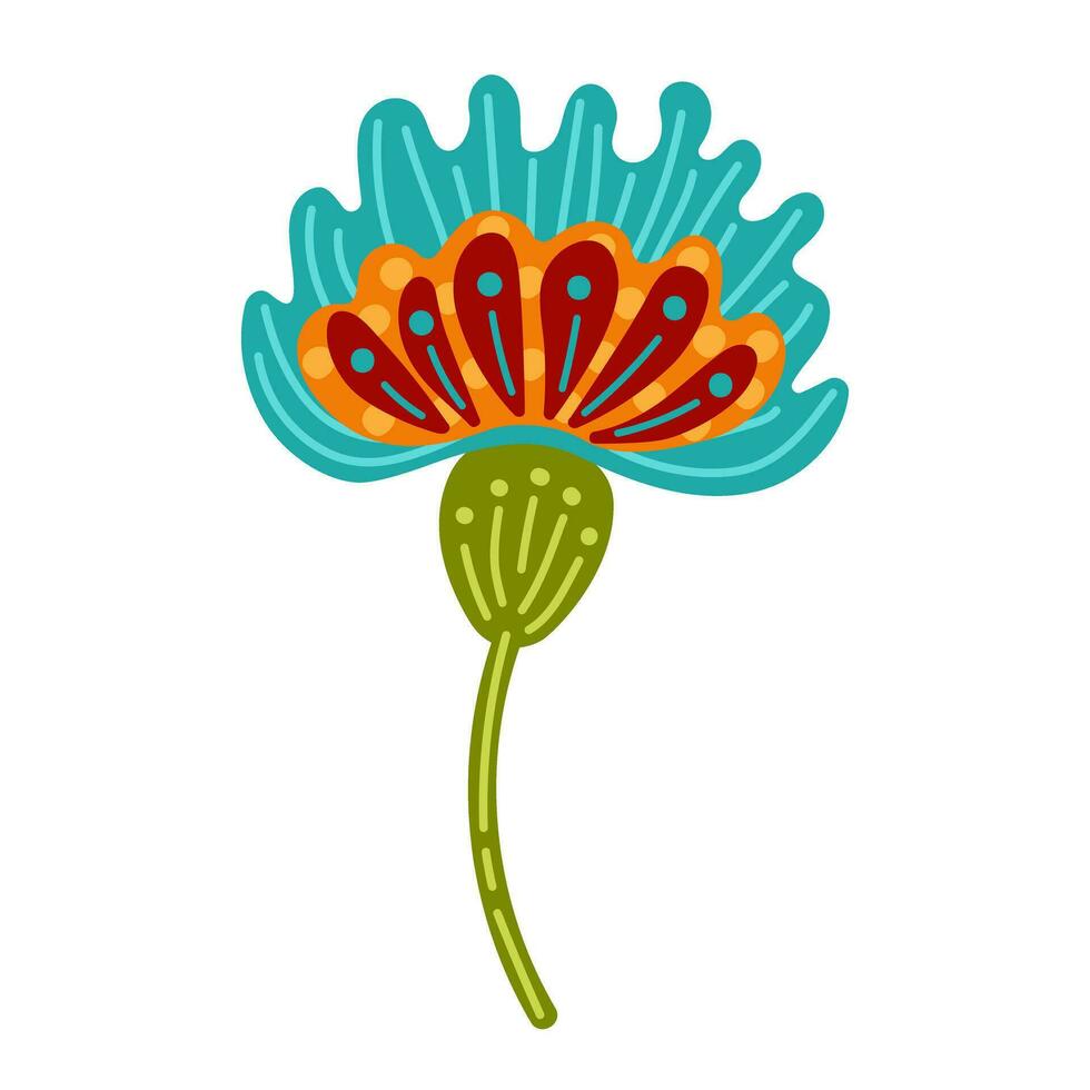 süß Blume dekorativ Symbol. Hand gezeichnet Blumen- Symbol. Volk Stil. vektor