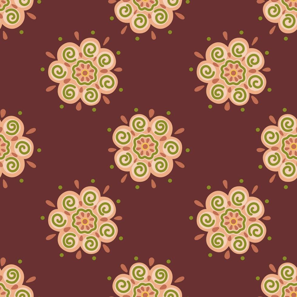abstrakt ethnisch Knospe Blume nahtlos Muster. stilisiert Blumen- botanisch Hintergrund. vektor