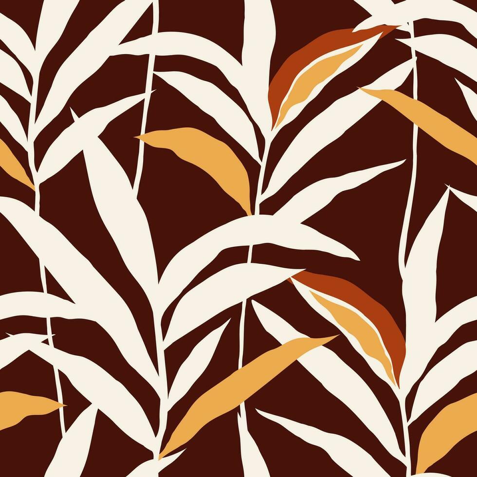 Urwald Palme Blatt nahtlos Muster. stilisiert tropisch Palme Blätter Hintergrund. vektor