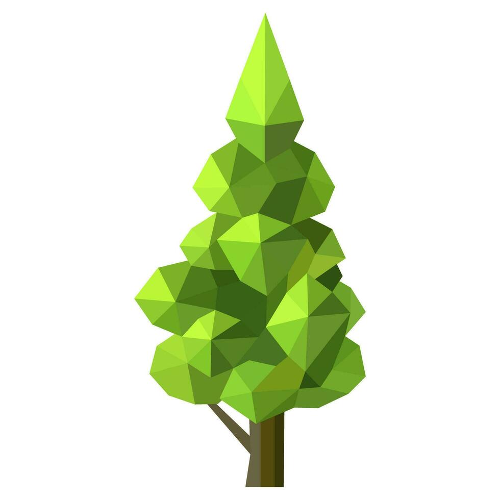 abstrakt låg poly tall träd ikon isolerat. geometrisk skog polygonal stil. 3d låg poly symbol. stiliserade eco design element vektor