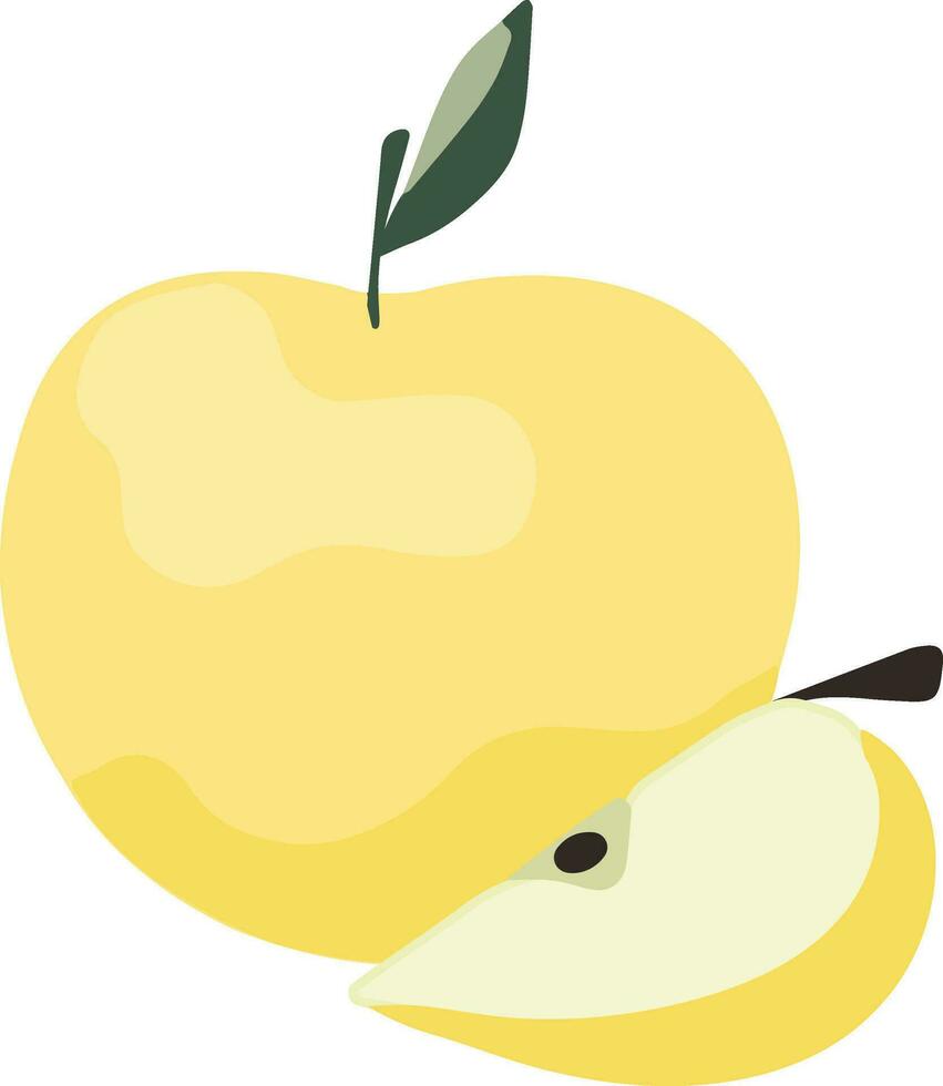 Gelb Apfel mit ein Scheibe isoliert auf ein Weiß Hintergrund. Vektor Illustration