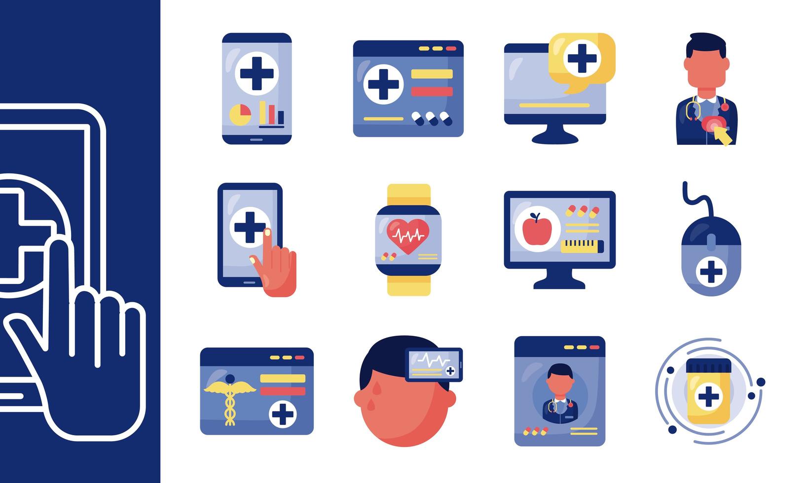 Bündel von Gesundheits-Online-Icons vektor