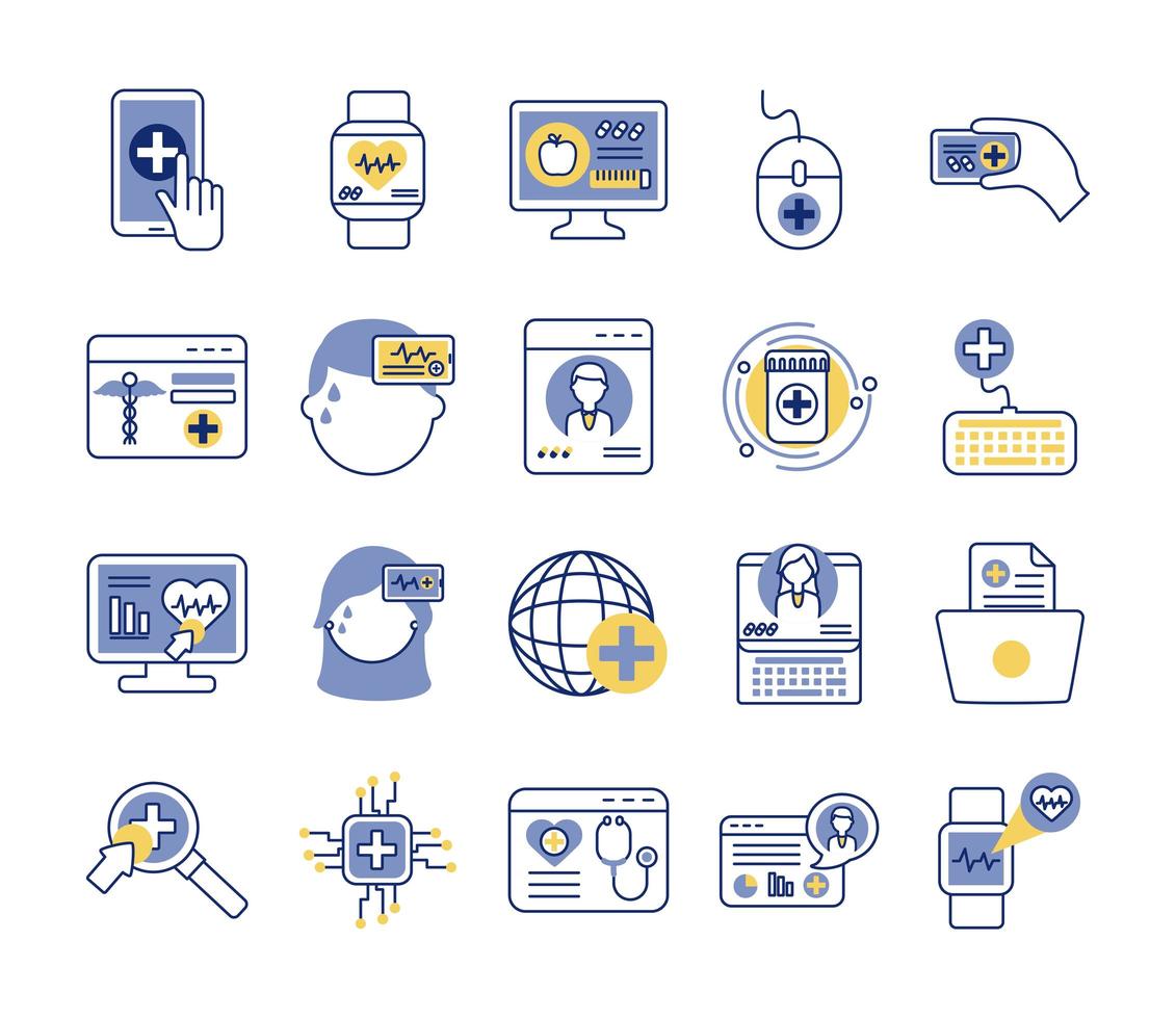 Bündel von Gesundheits-Online-Icons vektor