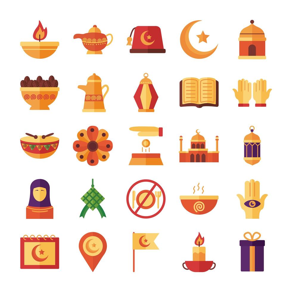 Bündel von Ramadan Kareem Set Icons vektor