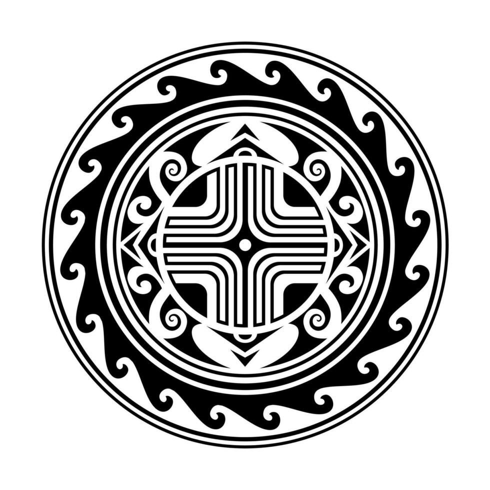 traditionell maori runda tatuering design. redigerbar vektor illustration. etnisk cirkel prydnad. afrikansk mask.