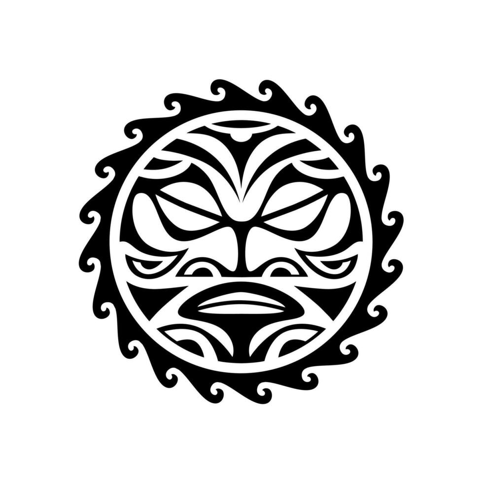 traditionell maori runda tatuering design. redigerbar vektor illustration. etnisk cirkel prydnad. afrikansk mask.