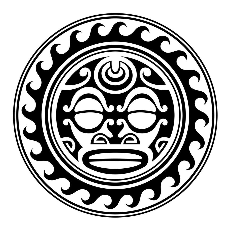 traditionell maori runda tatuering design. redigerbar vektor illustration. etnisk cirkel prydnad. afrikansk mask.