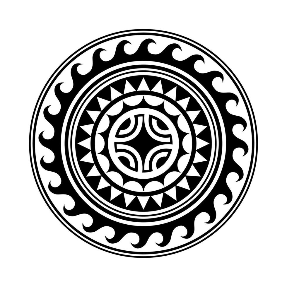 traditionell Maori runden tätowieren Design. editierbar Vektor Illustration. ethnisch Kreis Ornament. afrikanisch Maske.