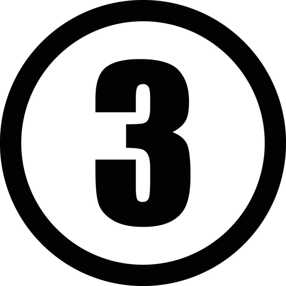 Nummer 3 Symbol Kreis Vektor Illustration isoliert auf Weiß Hintergrund . Nummer drei Symbol