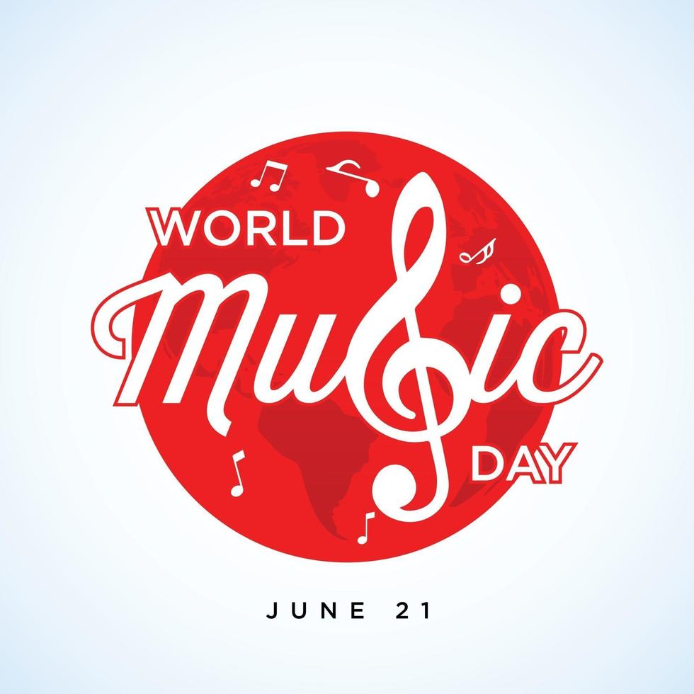 Happy World Music Day Feier Hand zeichnen Typografie - Vektor