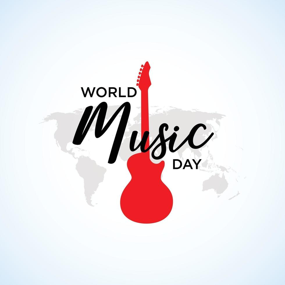 Happy World Music Day Feier Hand zeichnen Typografie - Vektor