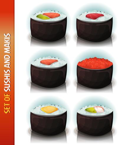 Asiatische Sushis und Makis Set vektor