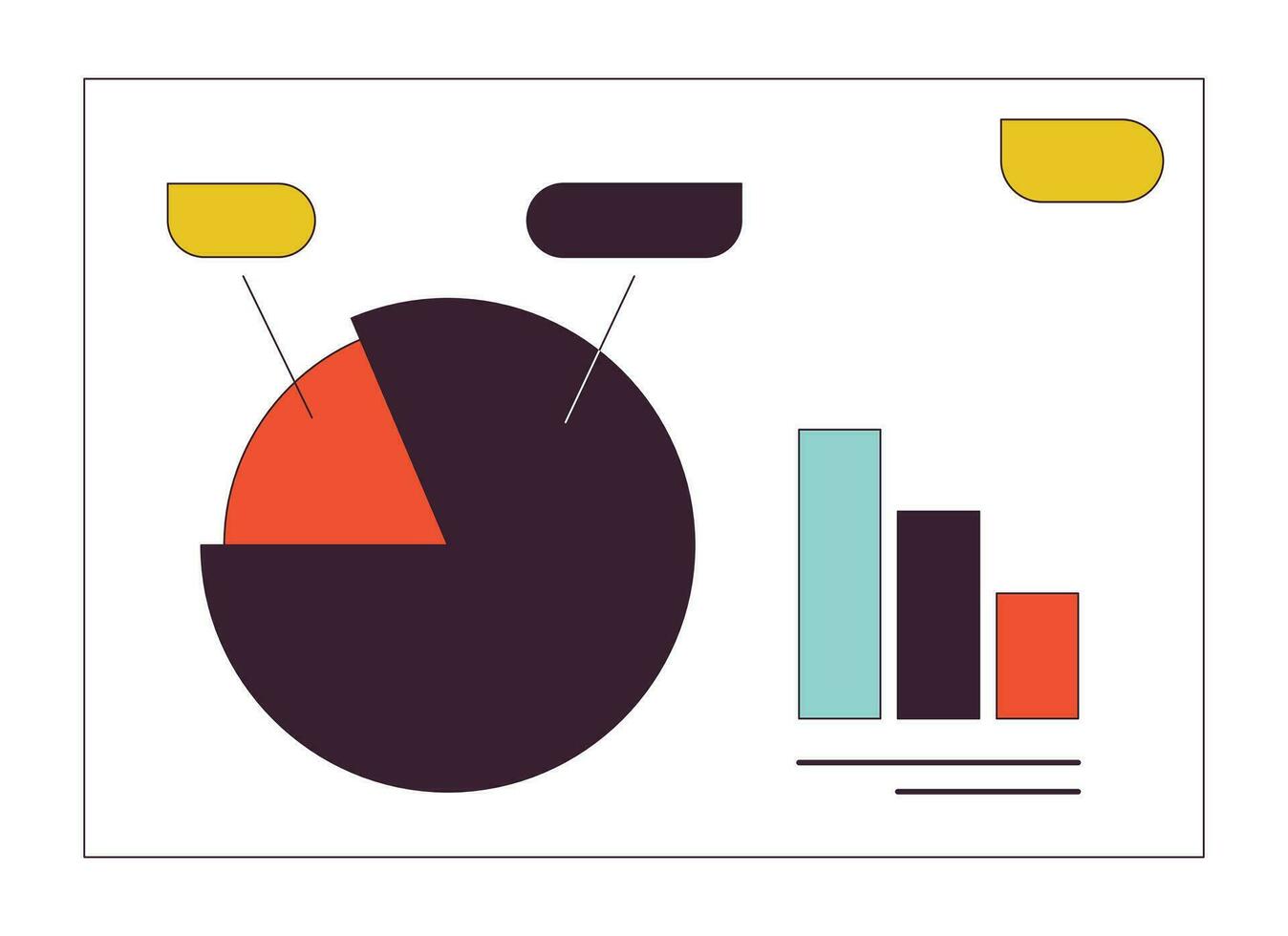 Geschäft Präsentation rutschen mit Diagramme eben Linie Farbe isoliert Vektor Objekt. Geschäft planen. editierbar Clip Kunst Bild auf Weiß Hintergrund. einfach Gliederung Karikatur Stelle Illustration zum Netz Design