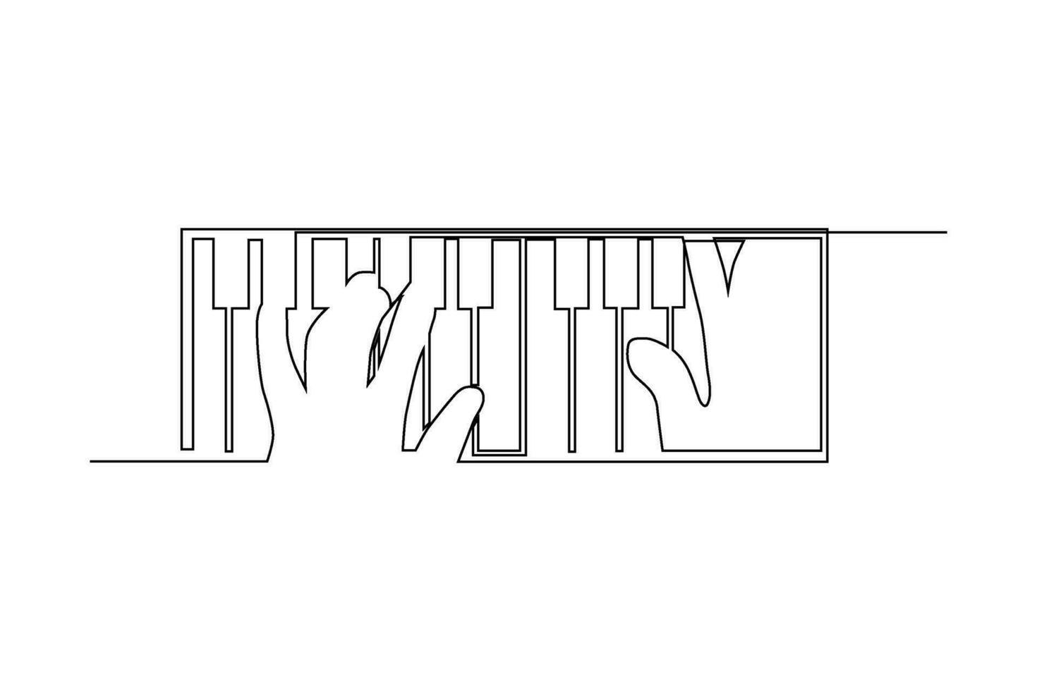 kontinuerlig linje av händer innehav tangentbord musikalisk instrument nycklar vektor