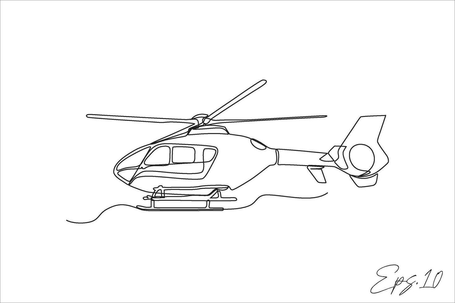 helikopter flygplan kontinuerlig linje vektor illustration