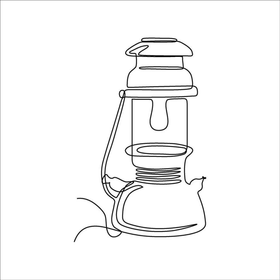 kontinuierlich Linie Zeichnung von uralt Öl Lampe vektor