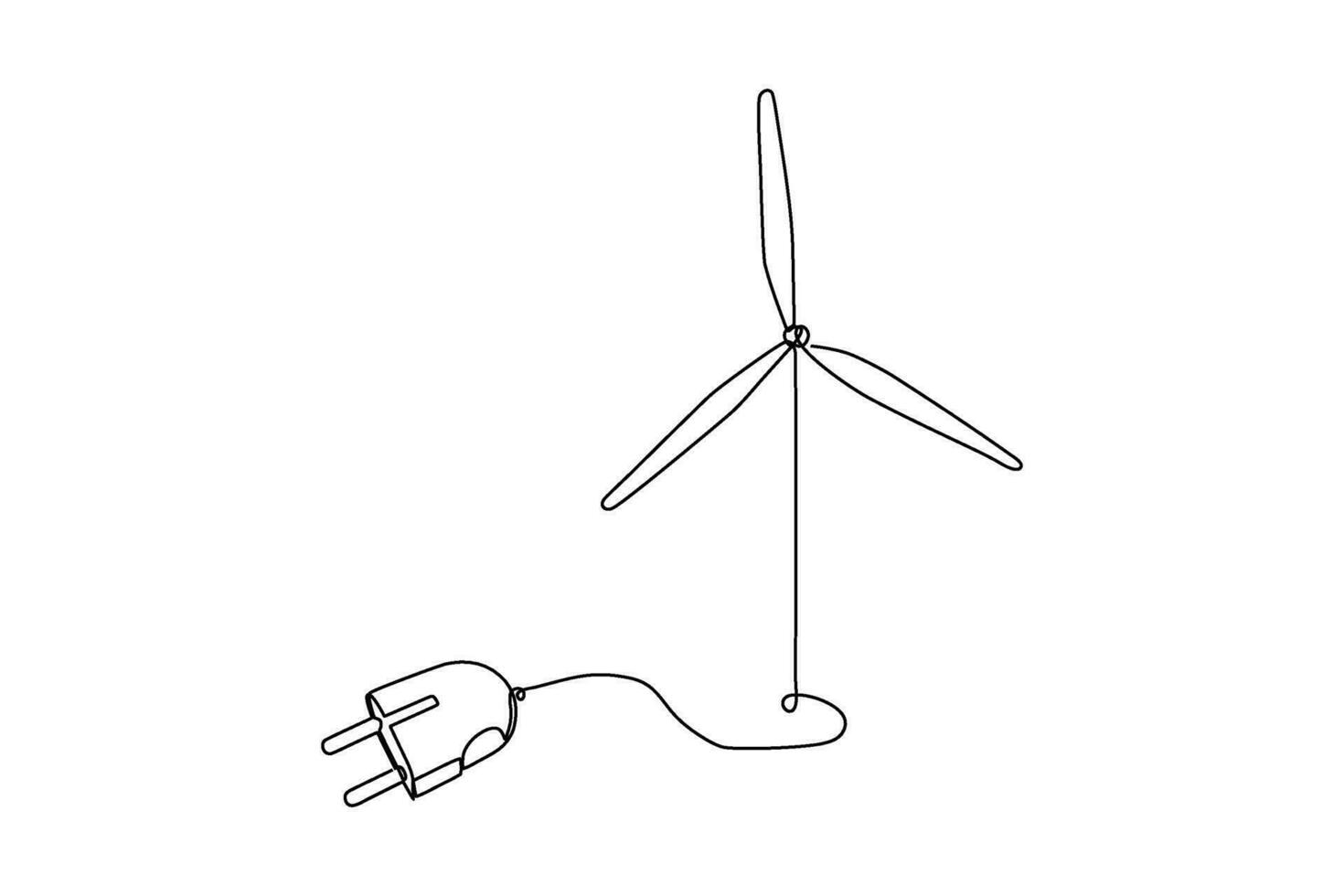 kontinuierlich Linie elektrisch angetrieben Windmühle Vektor Illustration