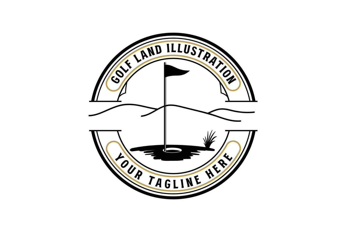 Jahrgang retro Golf Land Abzeichen Emblem Etikette Illustration Vektor