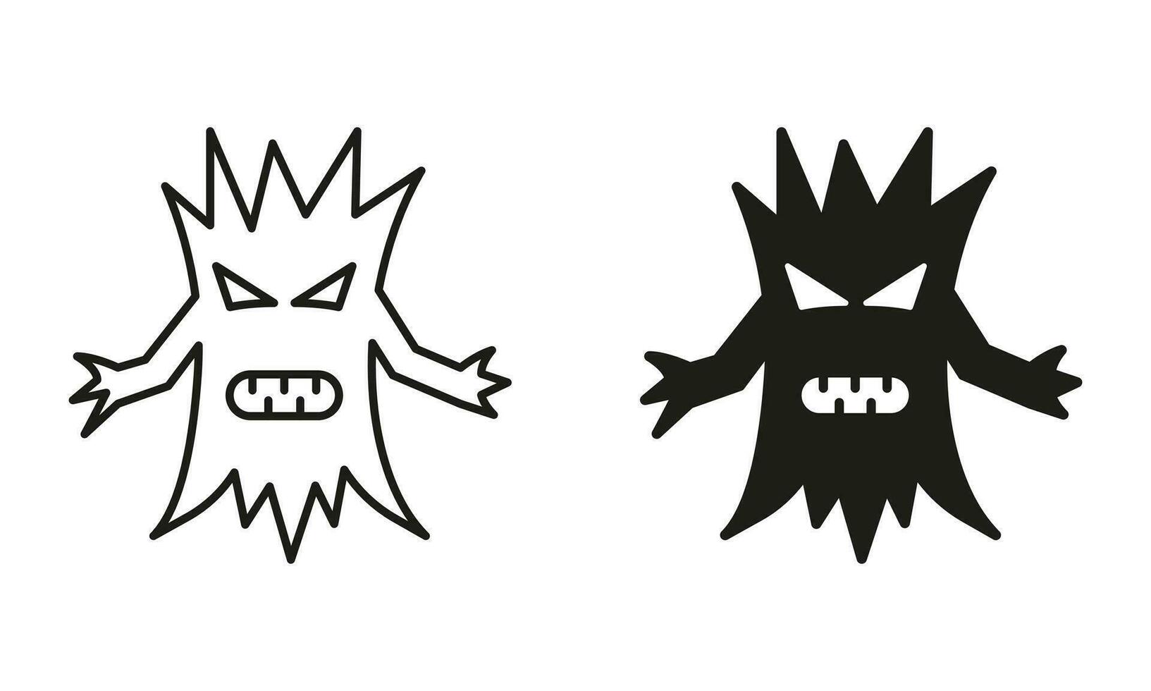 gespenstisch Halloween Baum mit gruselig Gesicht Linie und Silhouette schwarz Symbol Satz. unheimlich Monster- Baum mit Ast Hand Piktogramm. Halloween Dekoration Symbol Sammlung. isoliert Vektor Illustration.