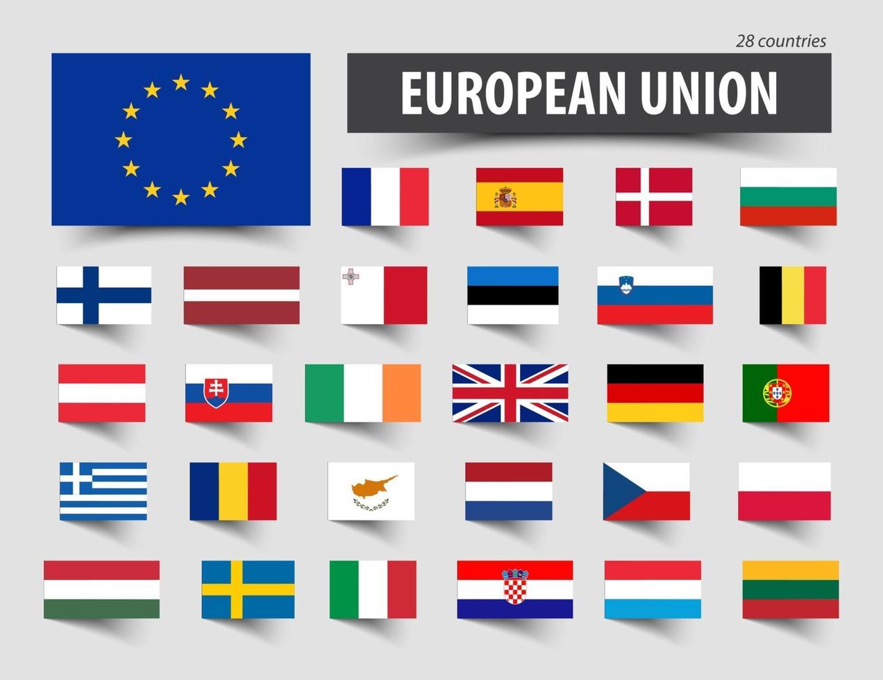 Flaggen der Europäischen Union und Mitgliedschaften. vektor