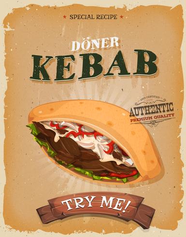 Grunge und Weinlese-Kebab-Sandwich-Plakat vektor
