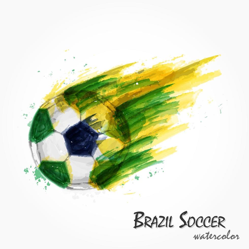 realistische aquarellmalerei der starken brasilianischen fußballnationalmannschaft oder fußballaufnahme. vektor