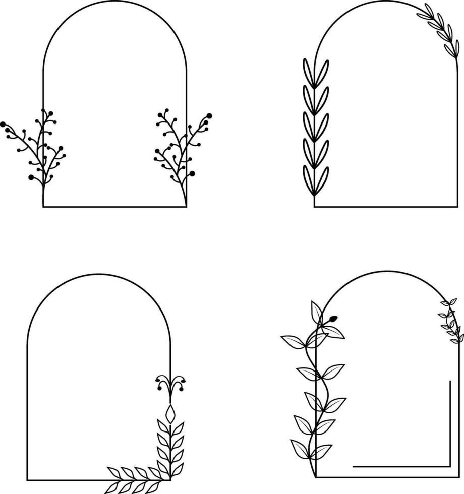 Bogen Blumen- rahmen. Hand gezeichnet botanisch Vektor Illustration. zum Design Dekoration. Vektor Profi