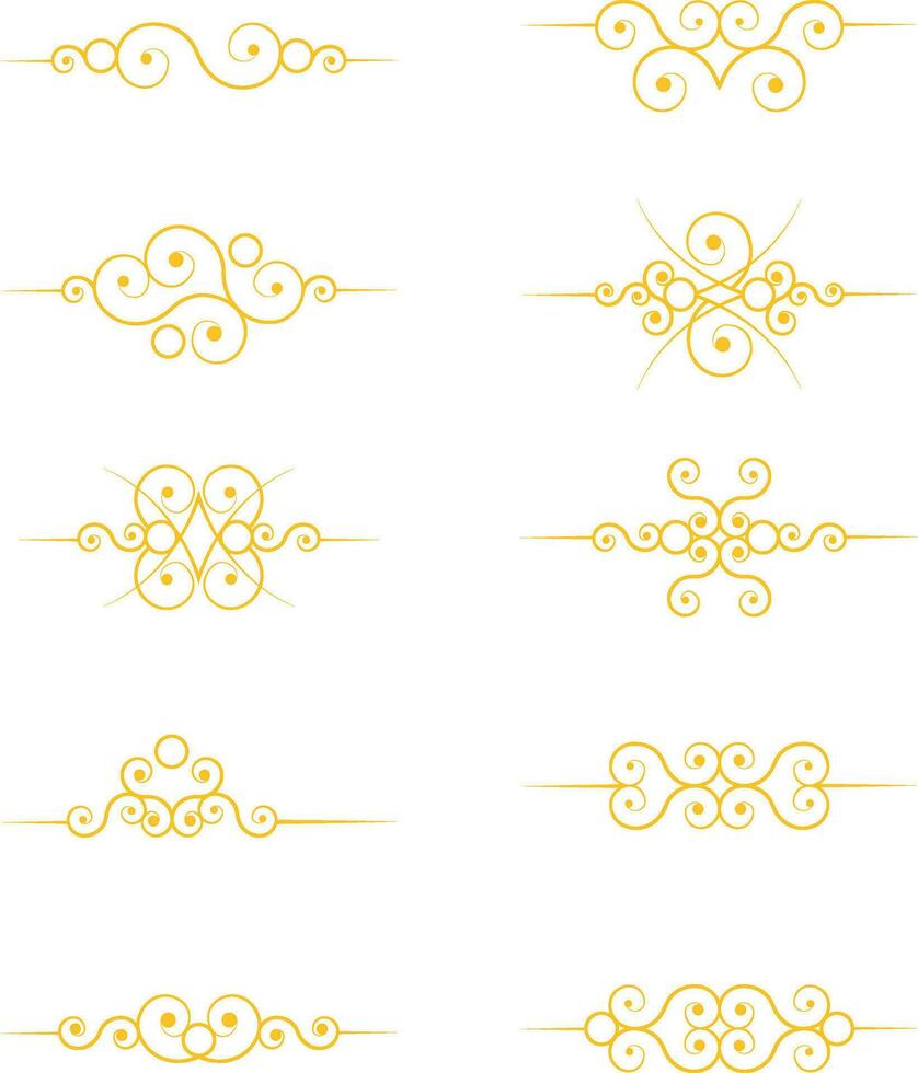 gyllene avdelare. vektor isolerat gyllene fint separatorer. klassisk bröllop inbjudan kalligrafi rader.