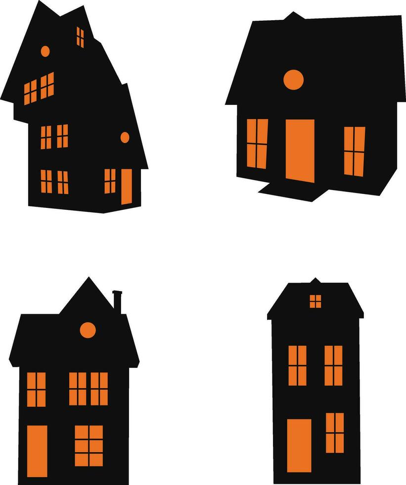 halloween besatt hus. skrämmande halloween hus bunt uppsättning. vektor illustration