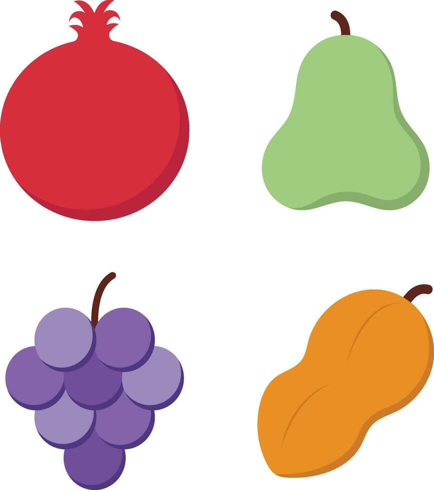 söt frukt element. Lycklig söt uppsättning av leende frukt ansikten. vektor uppsättning av platt tecknad serie illustration icons.vector illustration.