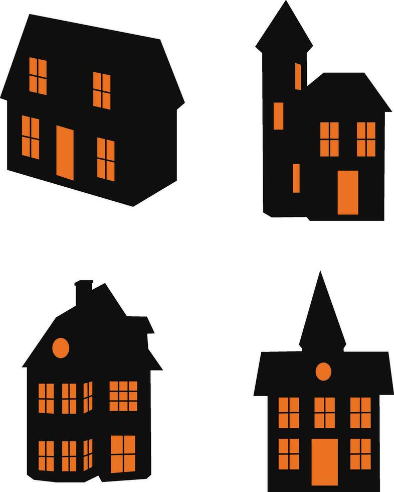 halloween besatt hus. skrämmande halloween hus bunt uppsättning. vektor illustration