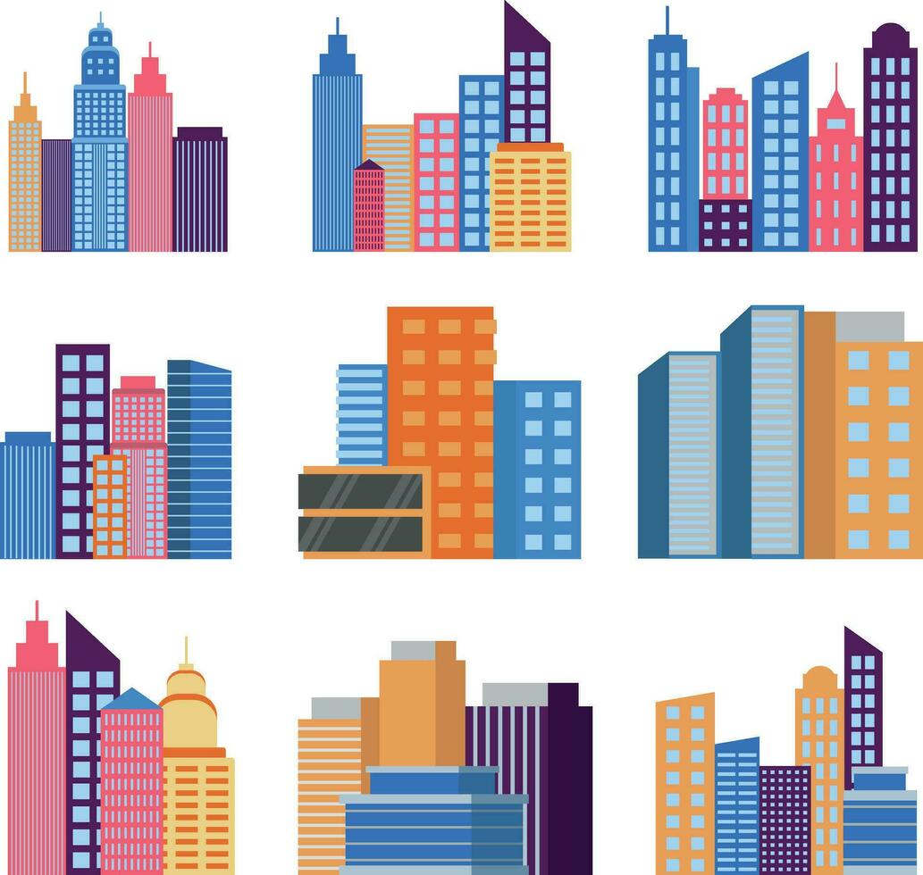 stad byggnad. internationell företag, skyskrapor, banker och kontor byggnader.vektor illustration. vektor