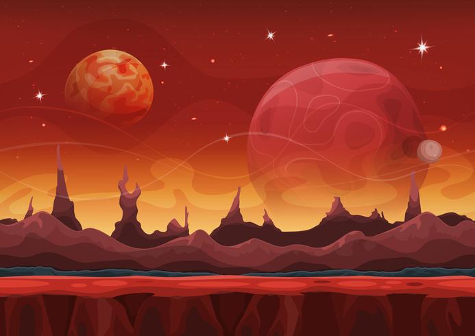 Fantasy Sci-Fi Mars Hintergrund für das Ui-Spiel vektor