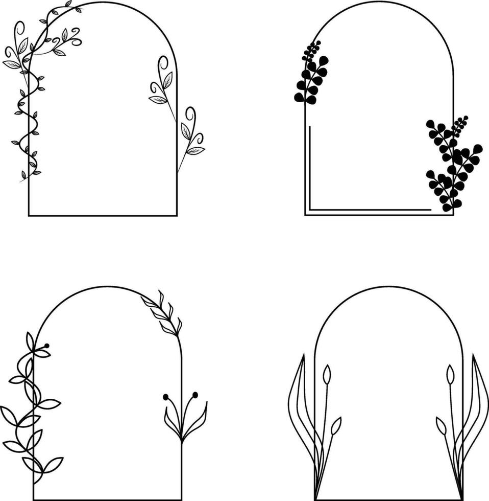 båge blommig ram. hand dragen botanisk vektor illustration. för design dekoration. vektor proffs