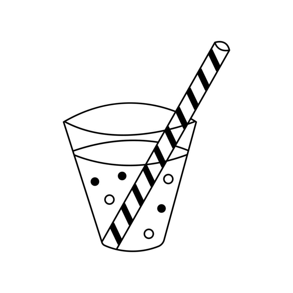 Sommer- Limonade Gekritzel. Limonade mit Luftblasen im Glas mit ein Stroh. Sommer- trinken. Hand gezeichnet Illustration isoliert auf Weiß Hintergrund. vektor