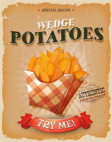 Grunge och Vintage Wedge Potatisaffisch vektor
