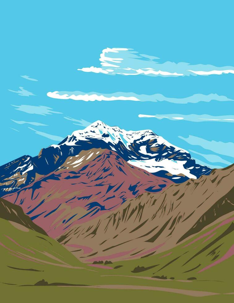 Aconcagua Provinz Park im Mendoza Provinz Argentinien wpa Kunst Deko Poster vektor