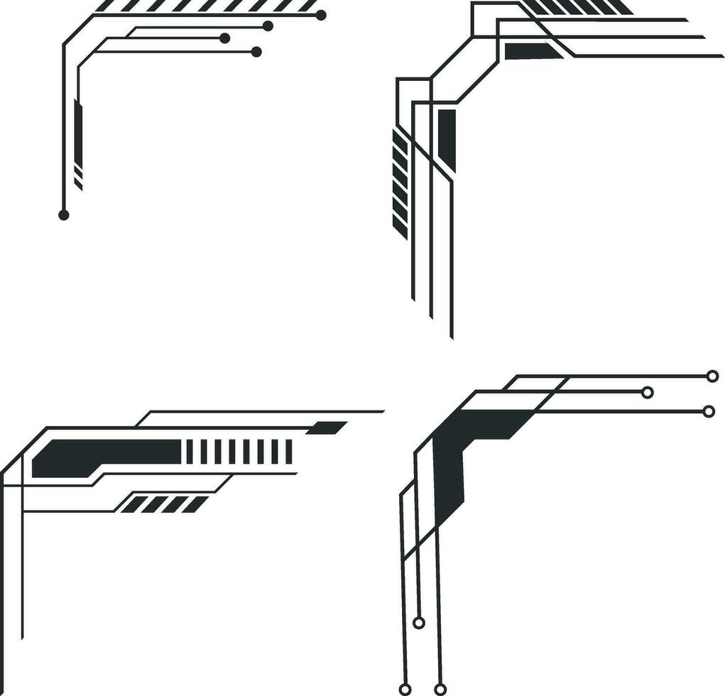 Rand Ecke futuristisch Element. Seite Rahmen, Grenze,für Design Dekoration und Abbildung, Vektor Profi