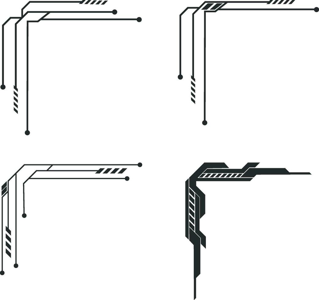 Rand Ecke futuristisch Element. Seite Rahmen, Grenze,für Design Dekoration und Abbildung, Vektor Profi