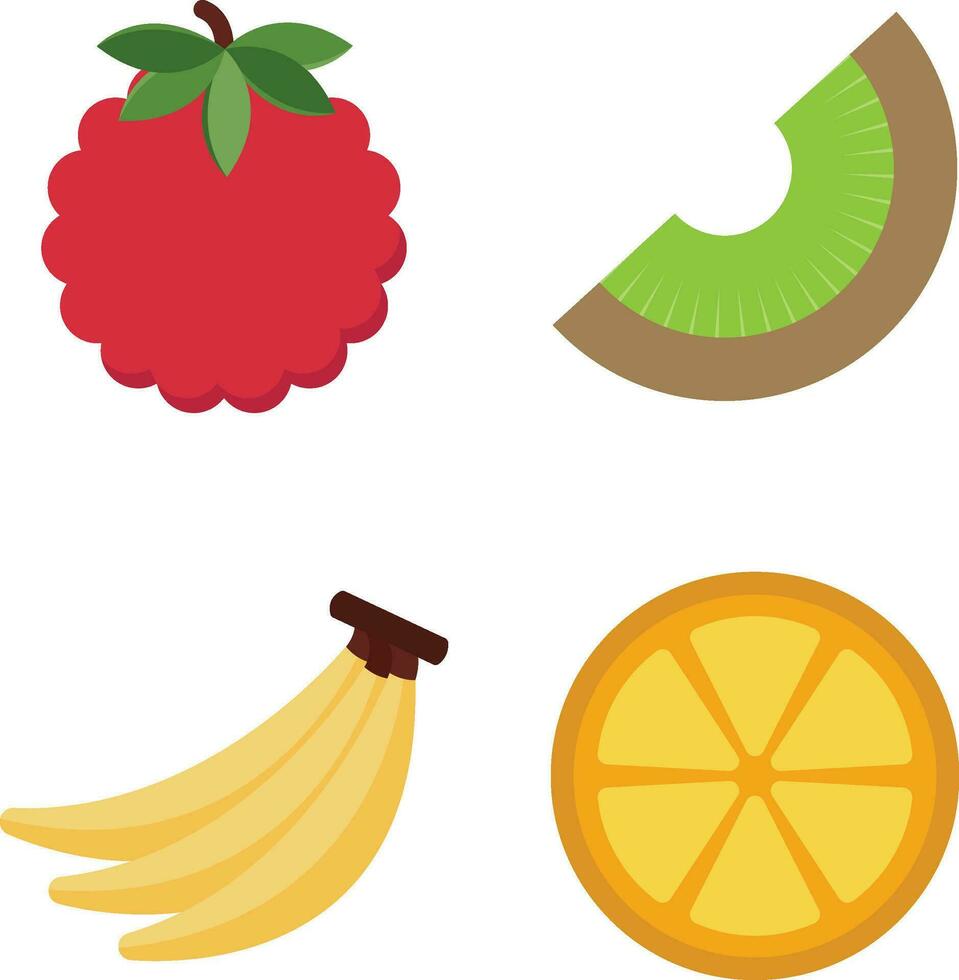 söt frukt element. Lycklig söt uppsättning av leende frukt ansikten. vektor uppsättning av platt tecknad serie illustration icons.vector illustration.