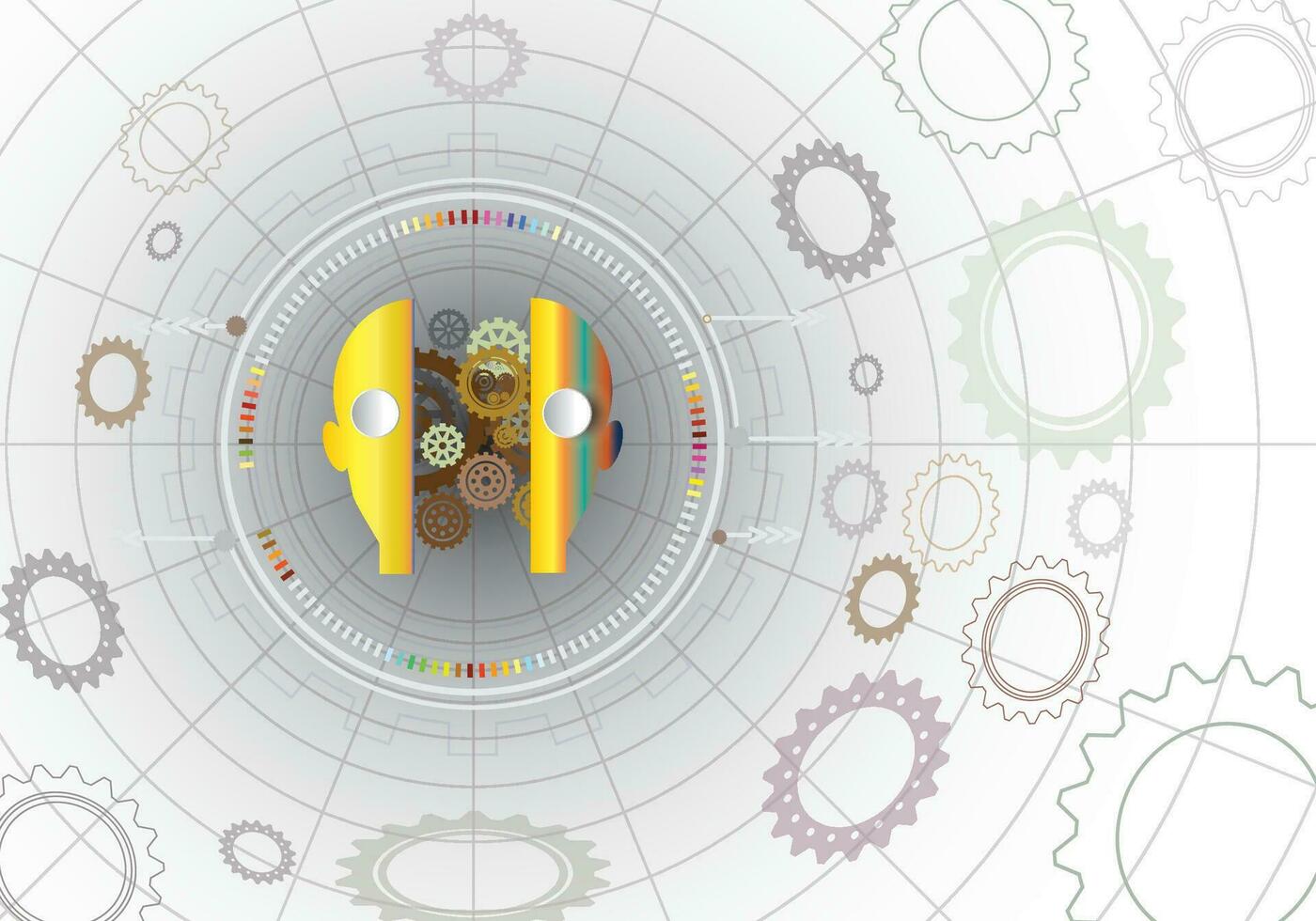 Vektor Illustration Roboter Innovation und Ausrüstung mit Netzwerk Spinnennetz Konzept.