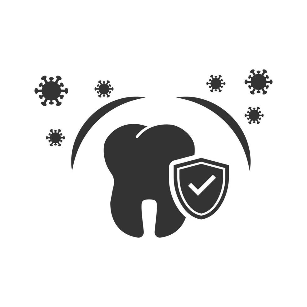 Vektor Illustration von Zahn Schutz Symbol im dunkel Farbe und Weiß Hintergrund