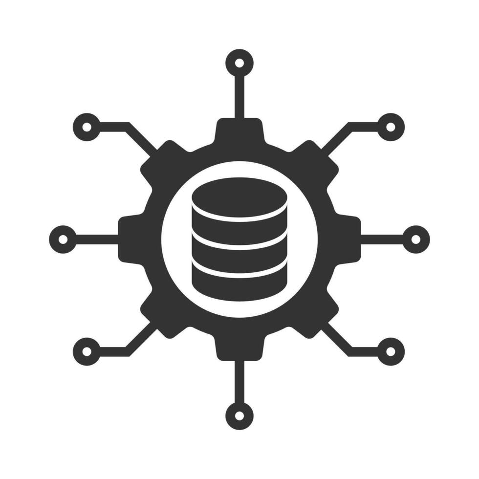 vektor illustration av kugge nätverk databas ikon i mörk Färg och vit bakgrund