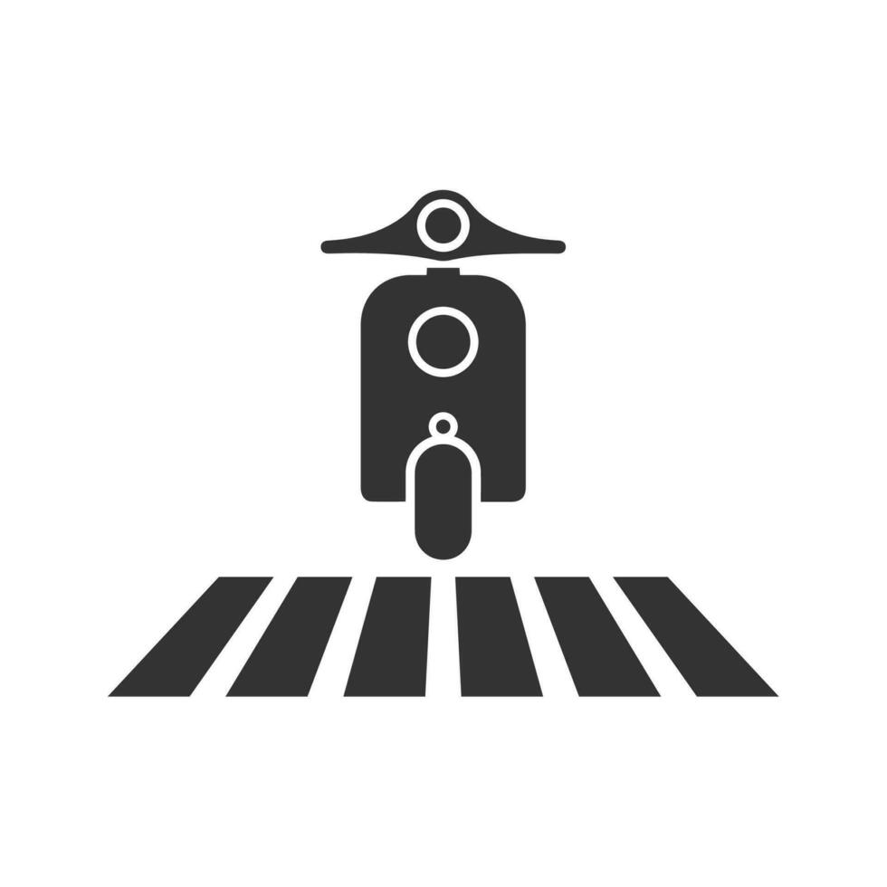 Vektor Illustration von Motorrad beim Zebra Kreuzung Symbol im dunkel Farbe und Weiß Hintergrund