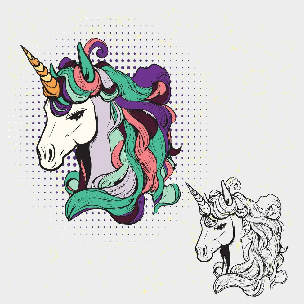 magisch süß Einhorn, Vektor Illustration von ein Einhorn Kopf.