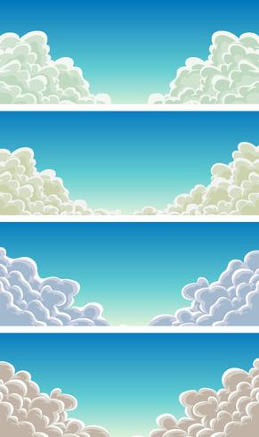 cloudscape inställd på blå himmel bakgrund vektor