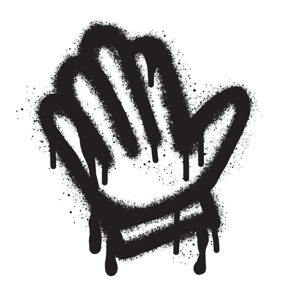 spray målad graffiti sluta hand ikon sprutas isolerat med en vit bakgrund. graffiti sluta hand symbol.vector illustration. vektor