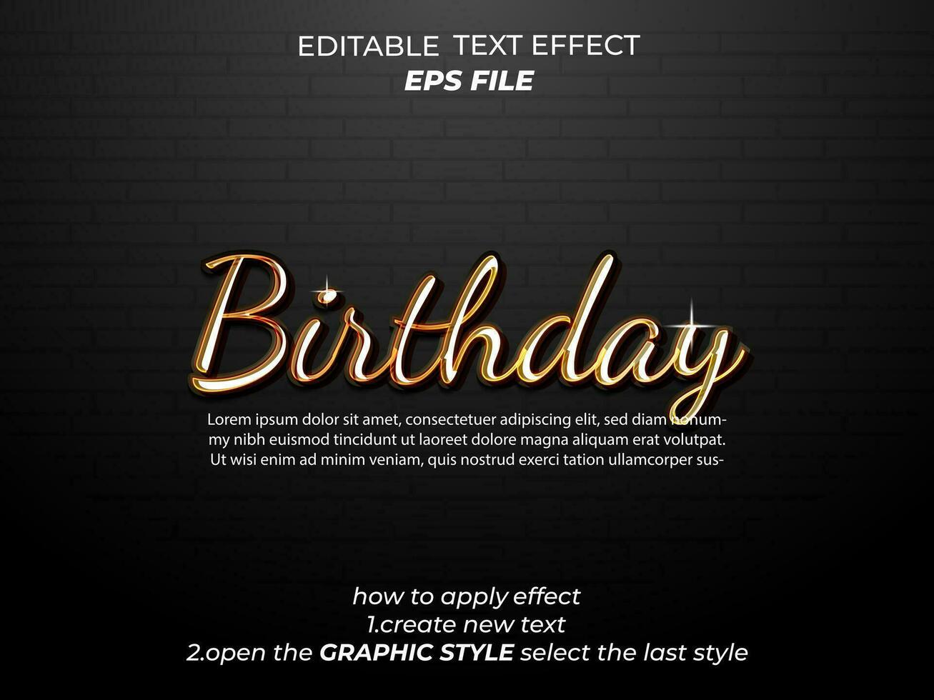 Geburtstag Text Wirkung, Typografie, 3d Text. Vektor Vorlage