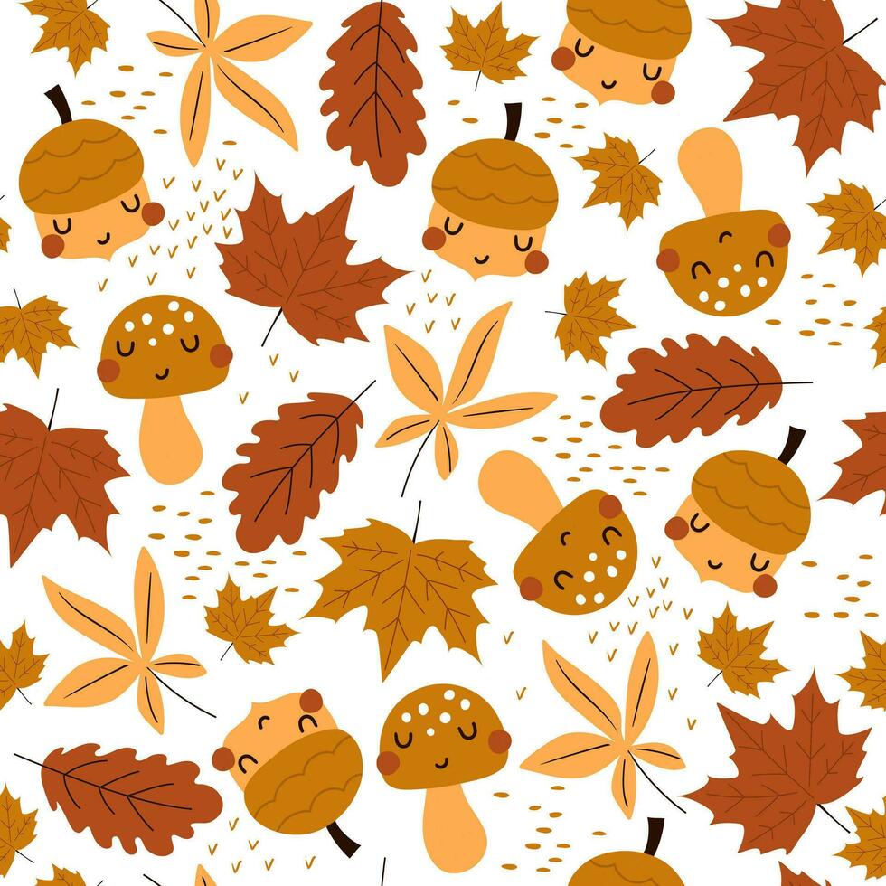 höst och tacksägelse sömlös mönster med faller löv. vektor illustration